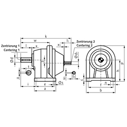 Stirnradgetriebe BT1, Größe 6, bis 700 Nm, Technische Zeichnung